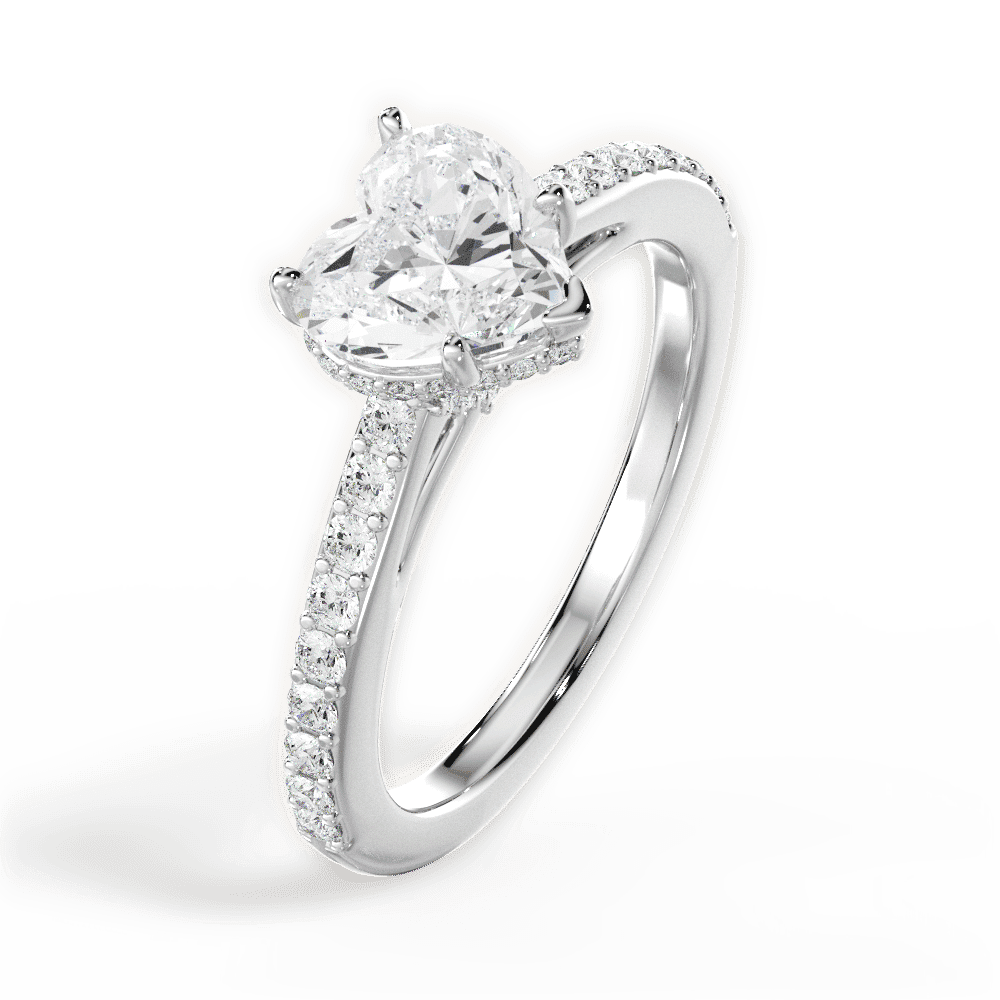 14kt White Gold/18kt White Gold/Platinum/heart/side