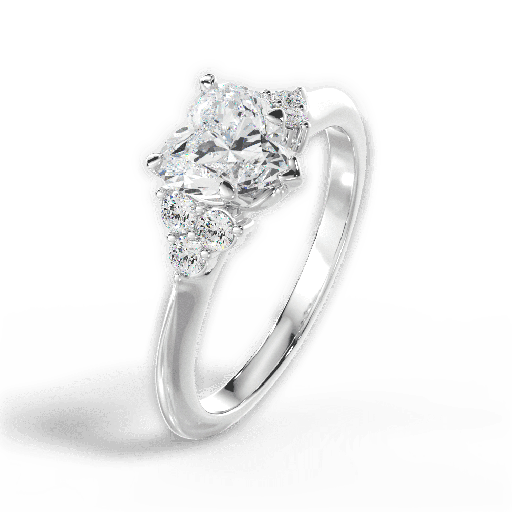 14kt White Gold/18kt White Gold/Platinum/heart/side