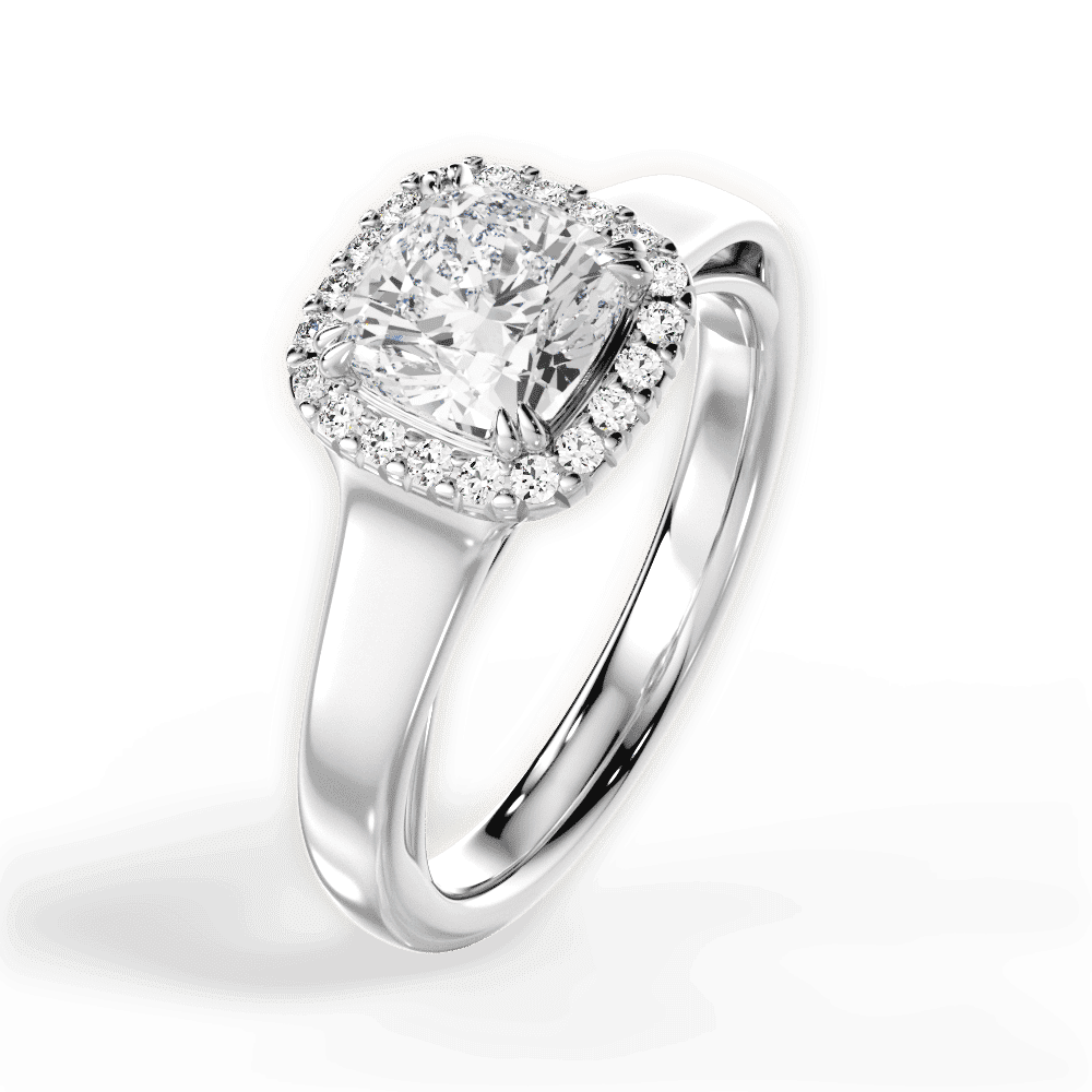 14kt White Gold/18kt White Gold/Platinum/cushion/side