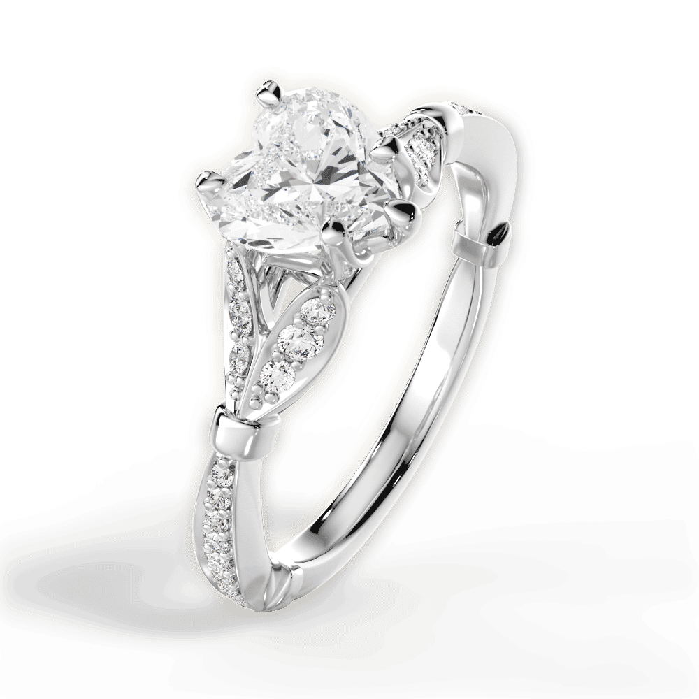 14kt White Gold/18kt White Gold/Platinum/heart/side