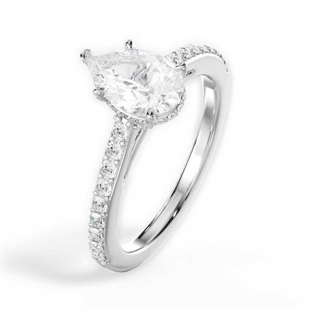 14kt White Gold/18kt White Gold/Platinum/pear/side