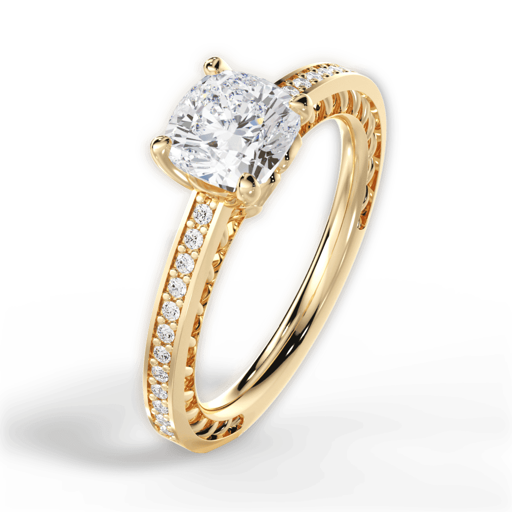 14kt Yellow Gold/18kt Yellow Gold/cushion/side