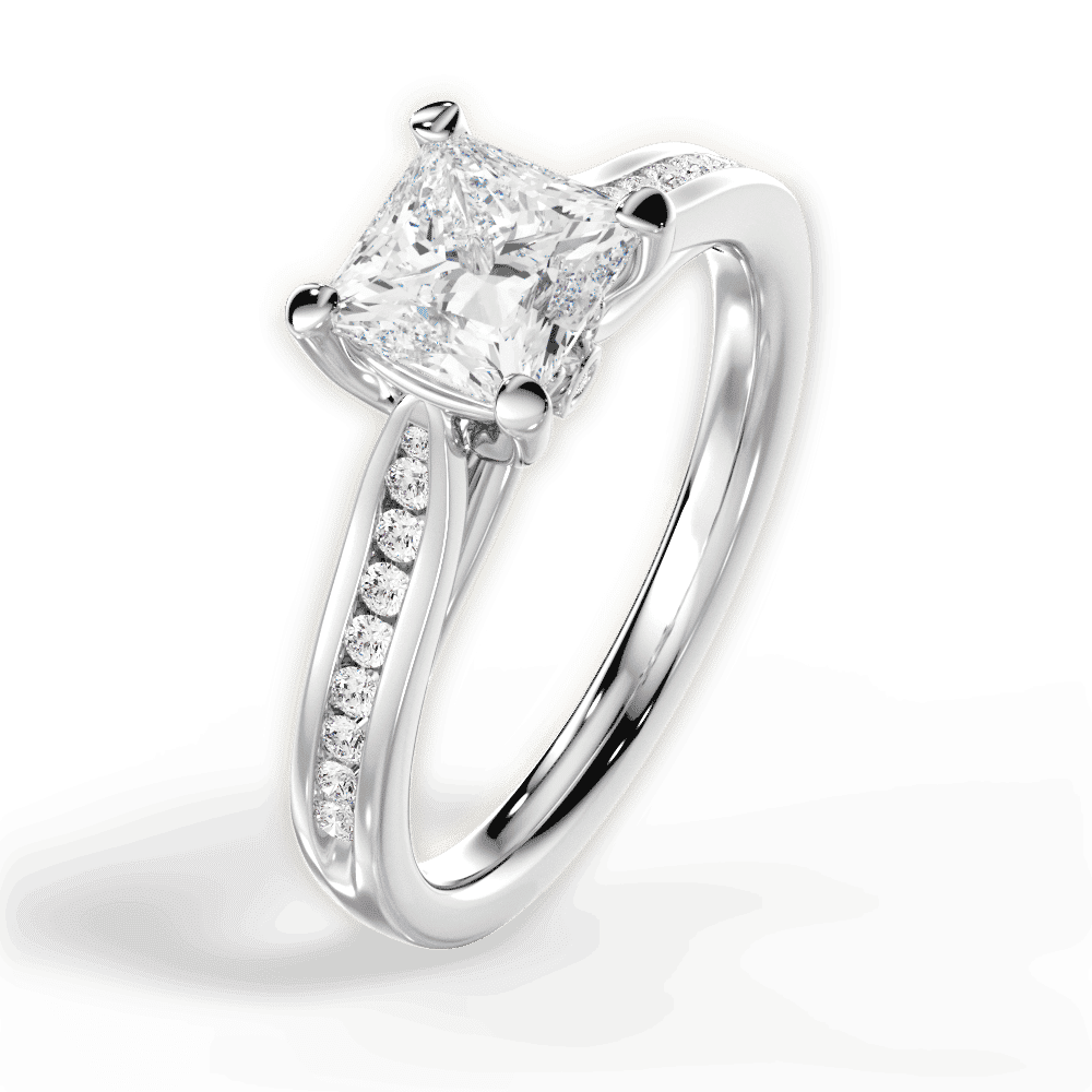 14kt White Gold/18kt White Gold/Platinum/princess/side