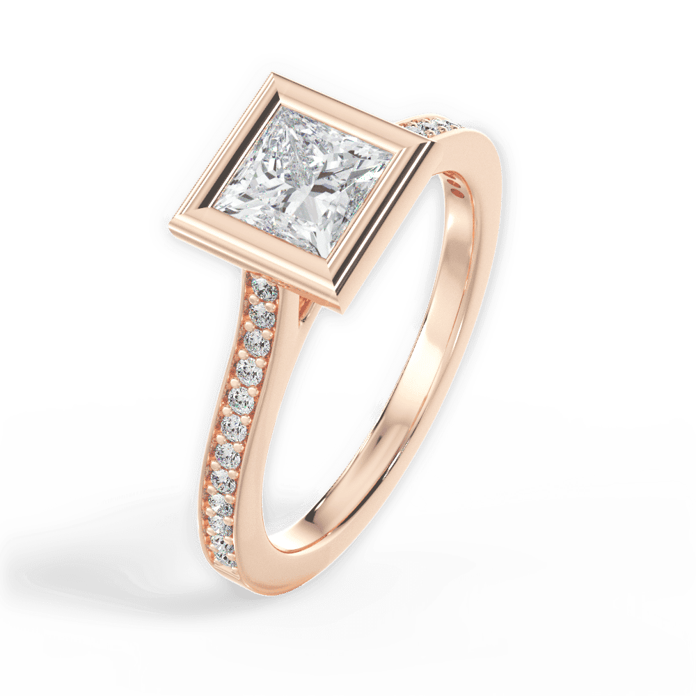 14kt Rose Gold/18kt Rose Gold/princess/side
