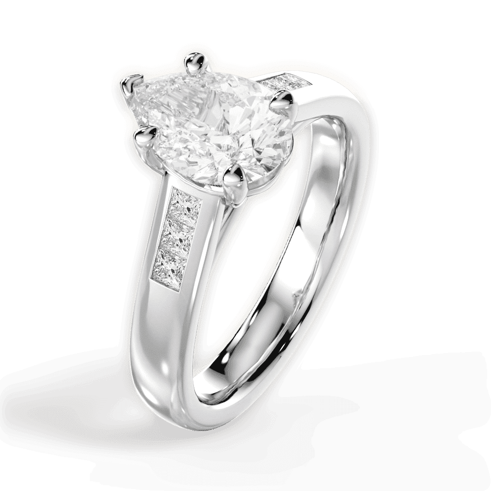 14kt White Gold/18kt White Gold/Platinum/pear/side