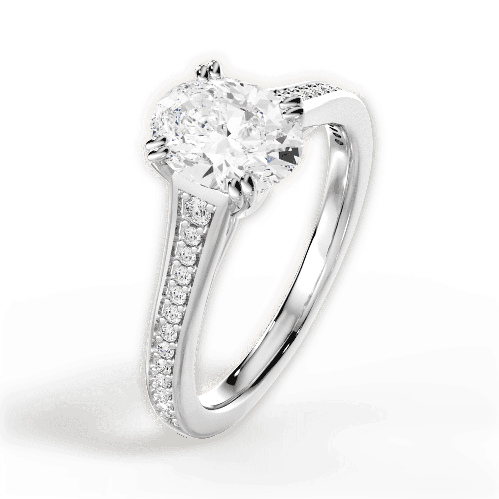 14kt White Gold/18kt White Gold/Platinum/oval/side
