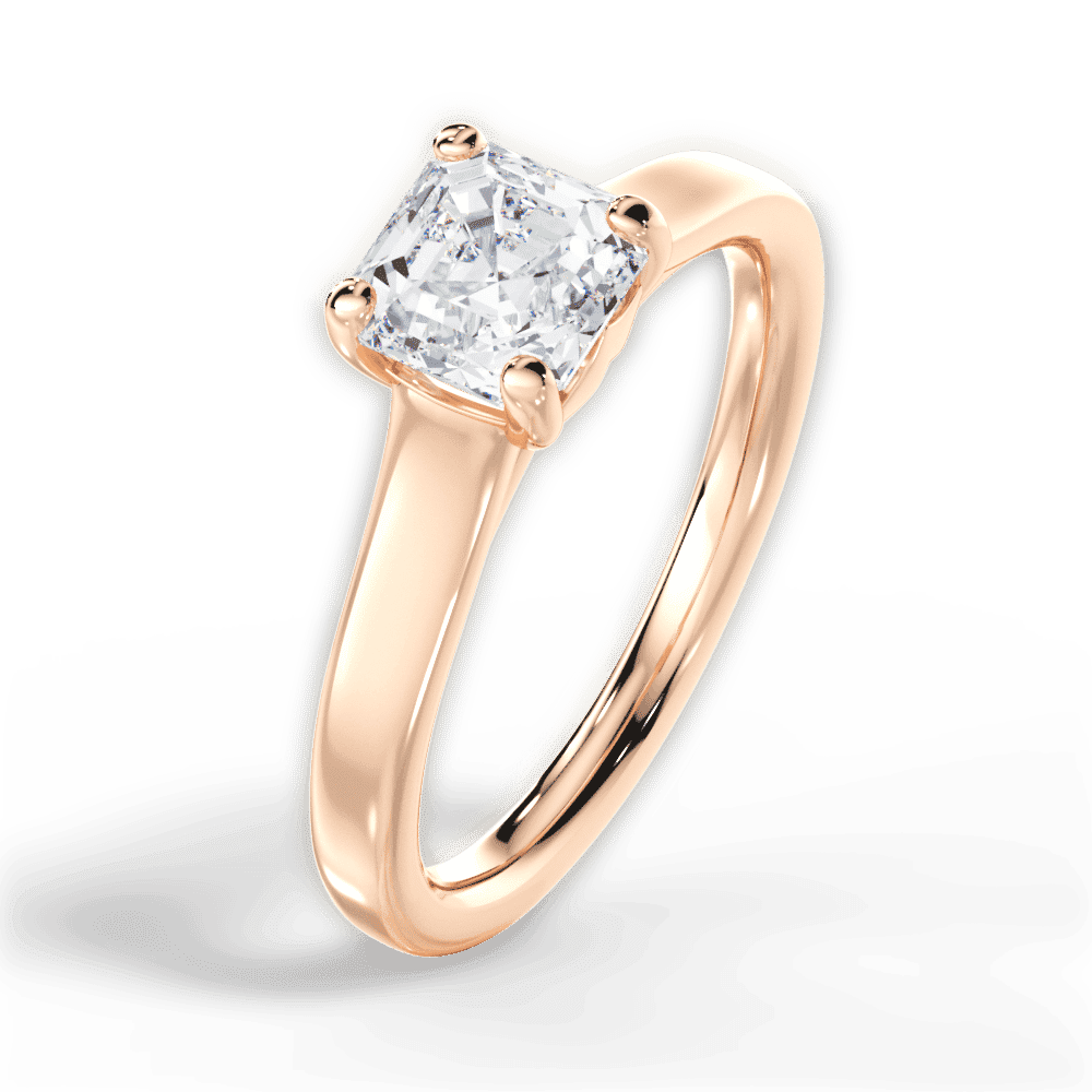 14kt Rose Gold/18kt Rose Gold/asscher/side