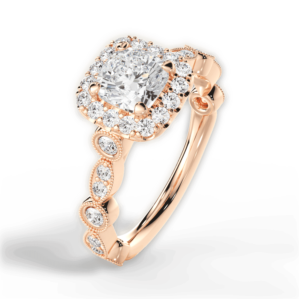 14kt Rose Gold/18kt Rose Gold/cushion/side