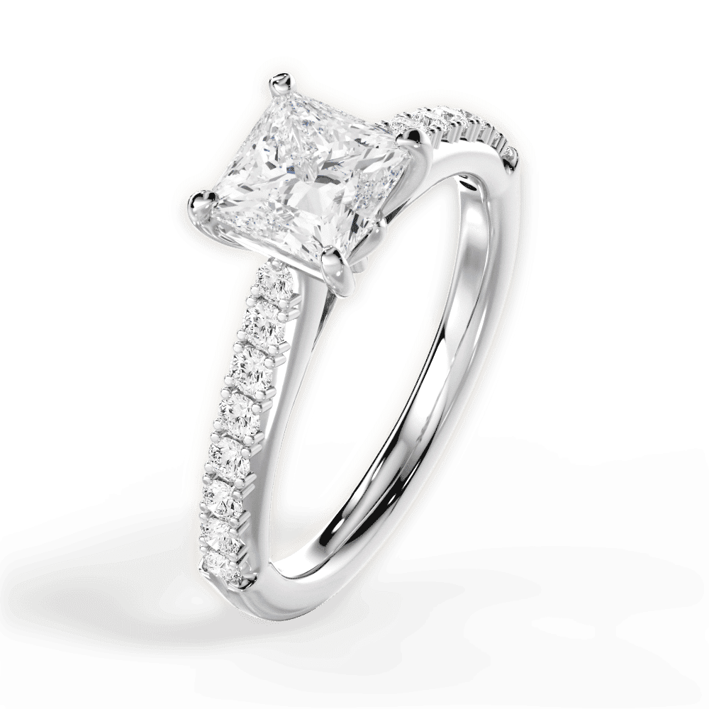 14kt White Gold/18kt White Gold/Platinum/princess/side