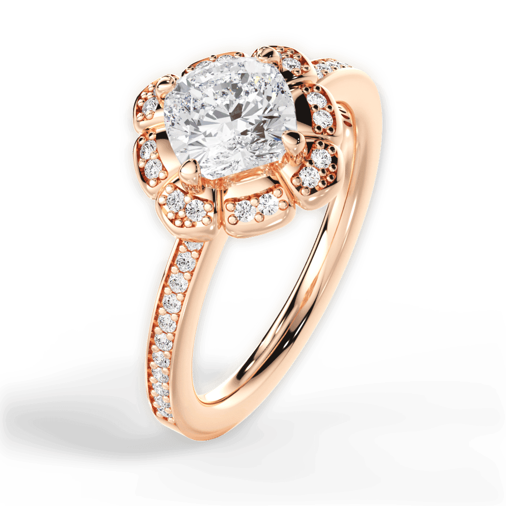 14kt Rose Gold/18kt Rose Gold/cushion/side