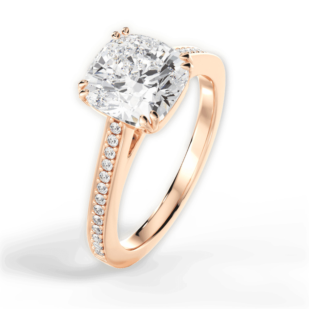 14kt Rose Gold/18kt Rose Gold/cushion/side