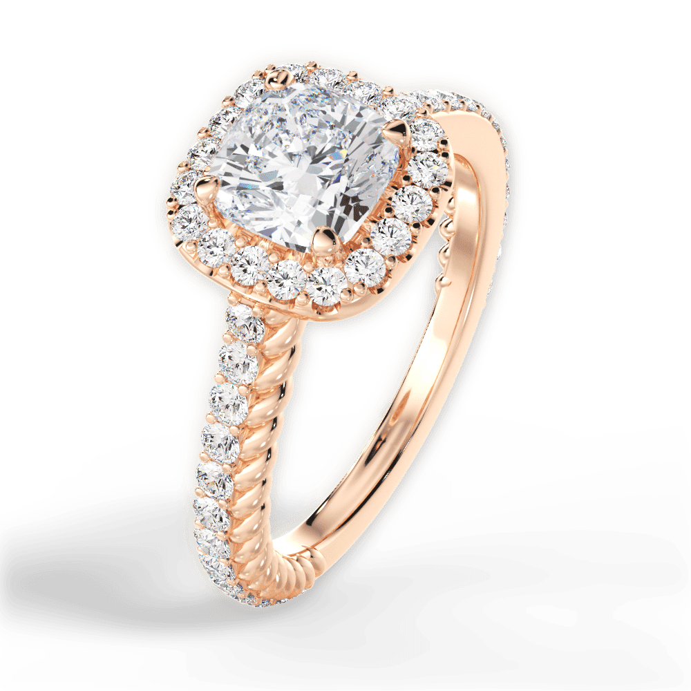 14kt Rose Gold/18kt Rose Gold/cushion/side