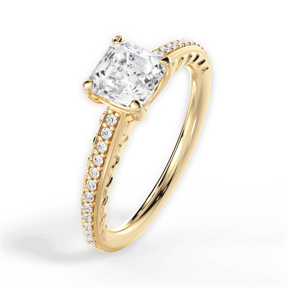 14kt Yellow Gold/18kt Yellow Gold/asscher/side
