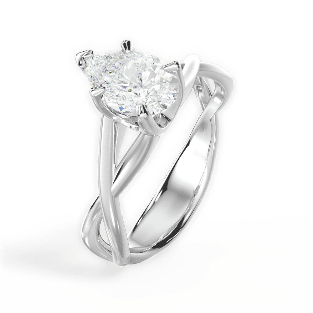 14kt White Gold/18kt White Gold/Platinum/pear/side