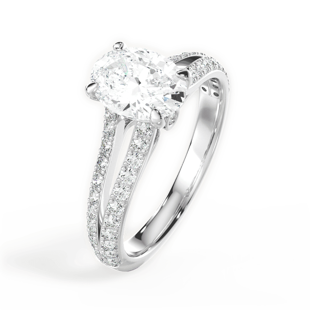 14kt White Gold/18kt White Gold/Platinum/oval/side