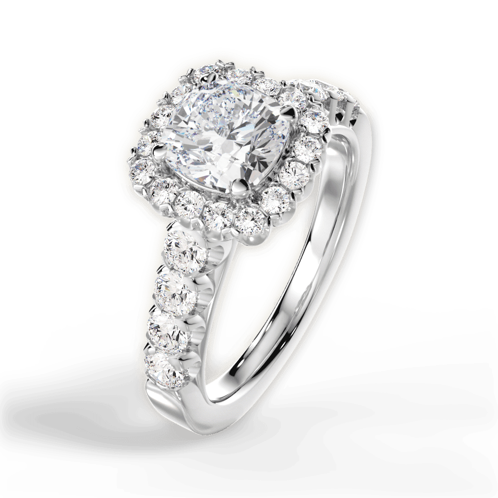 14kt White Gold/18kt White Gold/Platinum/cushion/side