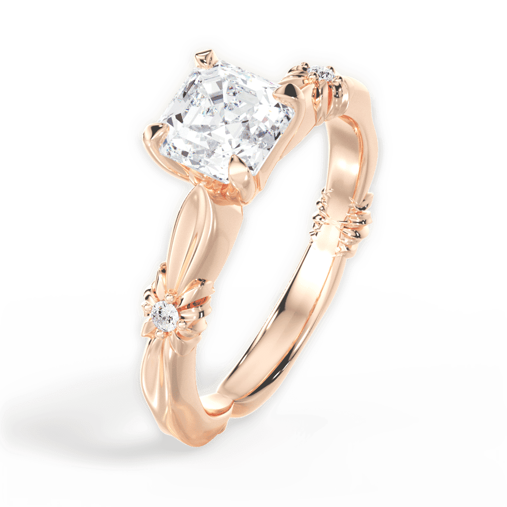 14kt Rose Gold/18kt Rose Gold/asscher/side