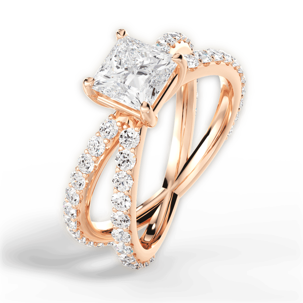 14kt Rose Gold/18kt Rose Gold/princess/side