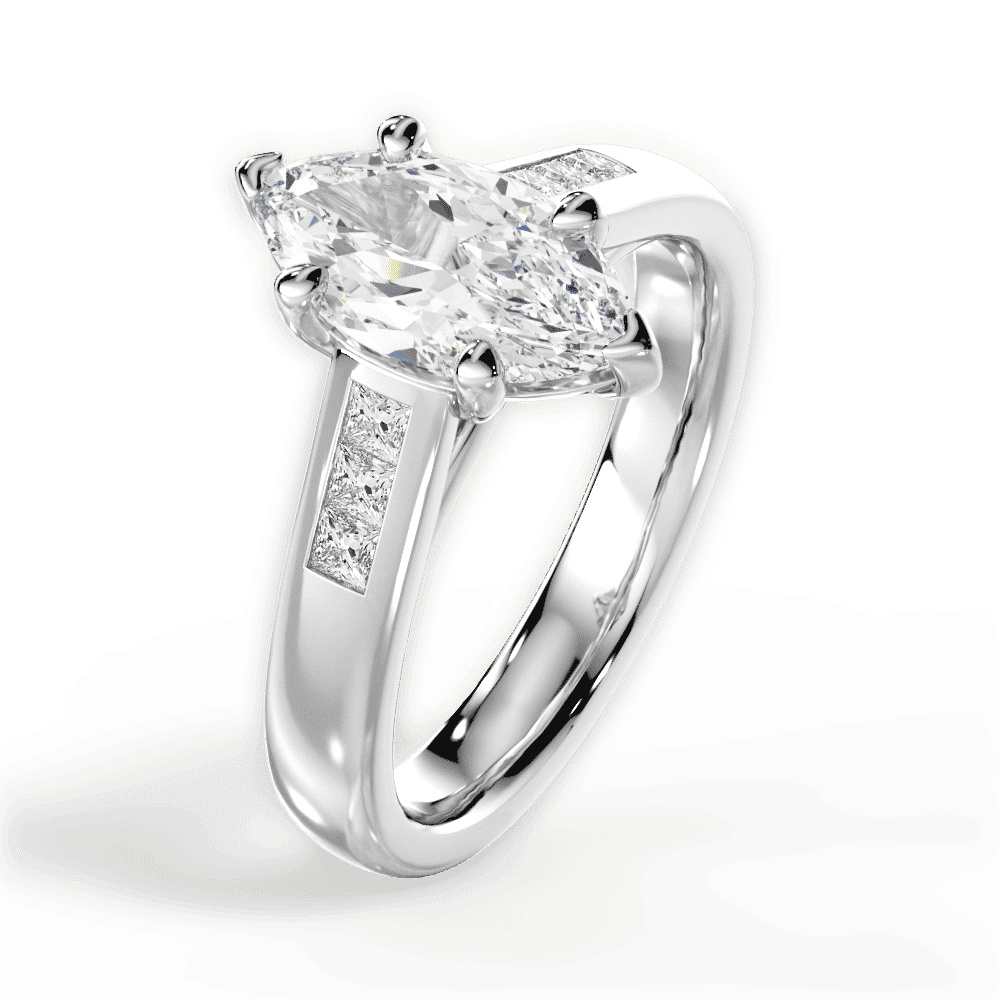 14kt White Gold/18kt White Gold/Platinum/marquise/side