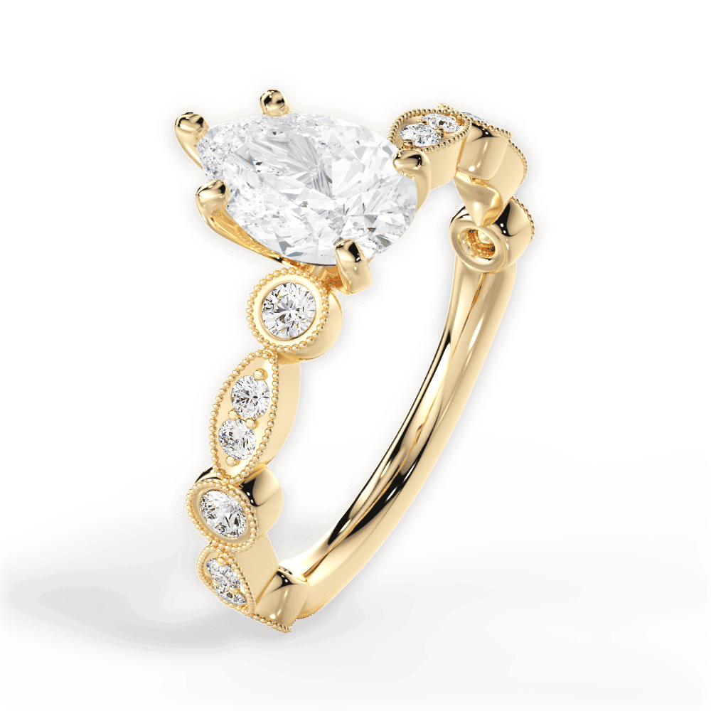 14kt Yellow Gold/18kt Yellow Gold/pear/side