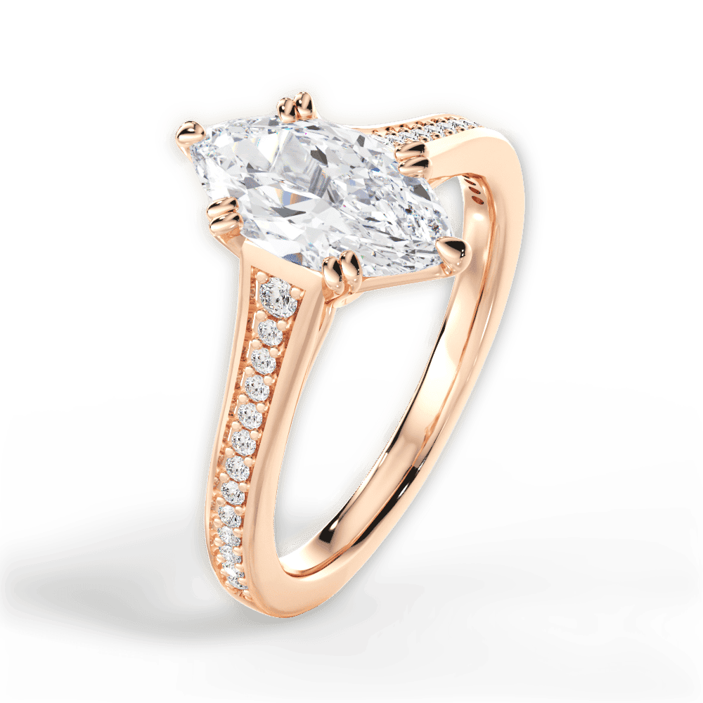 14kt Rose Gold/18kt Rose Gold/marquise/side