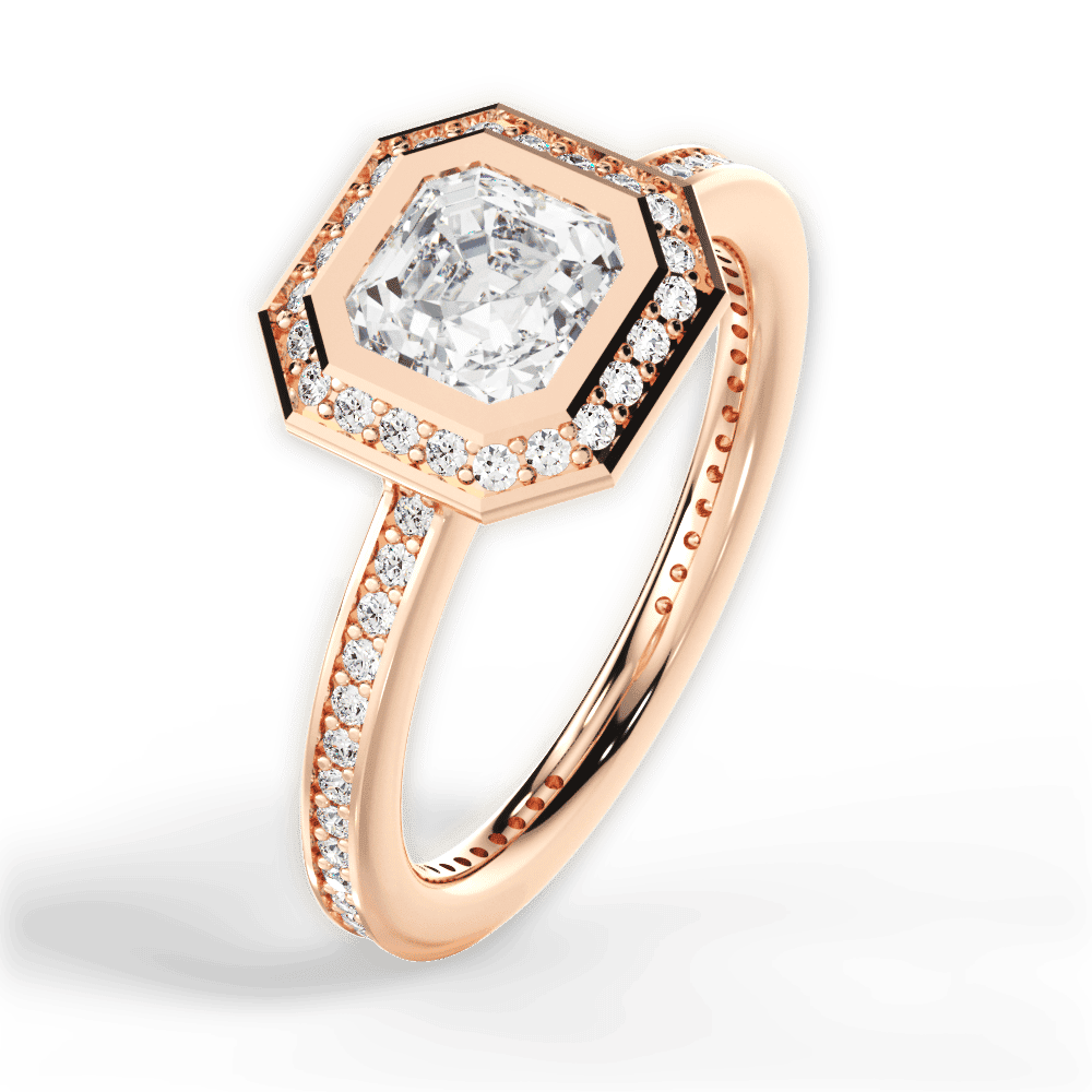 14kt Rose Gold/18kt Rose Gold/asscher/side