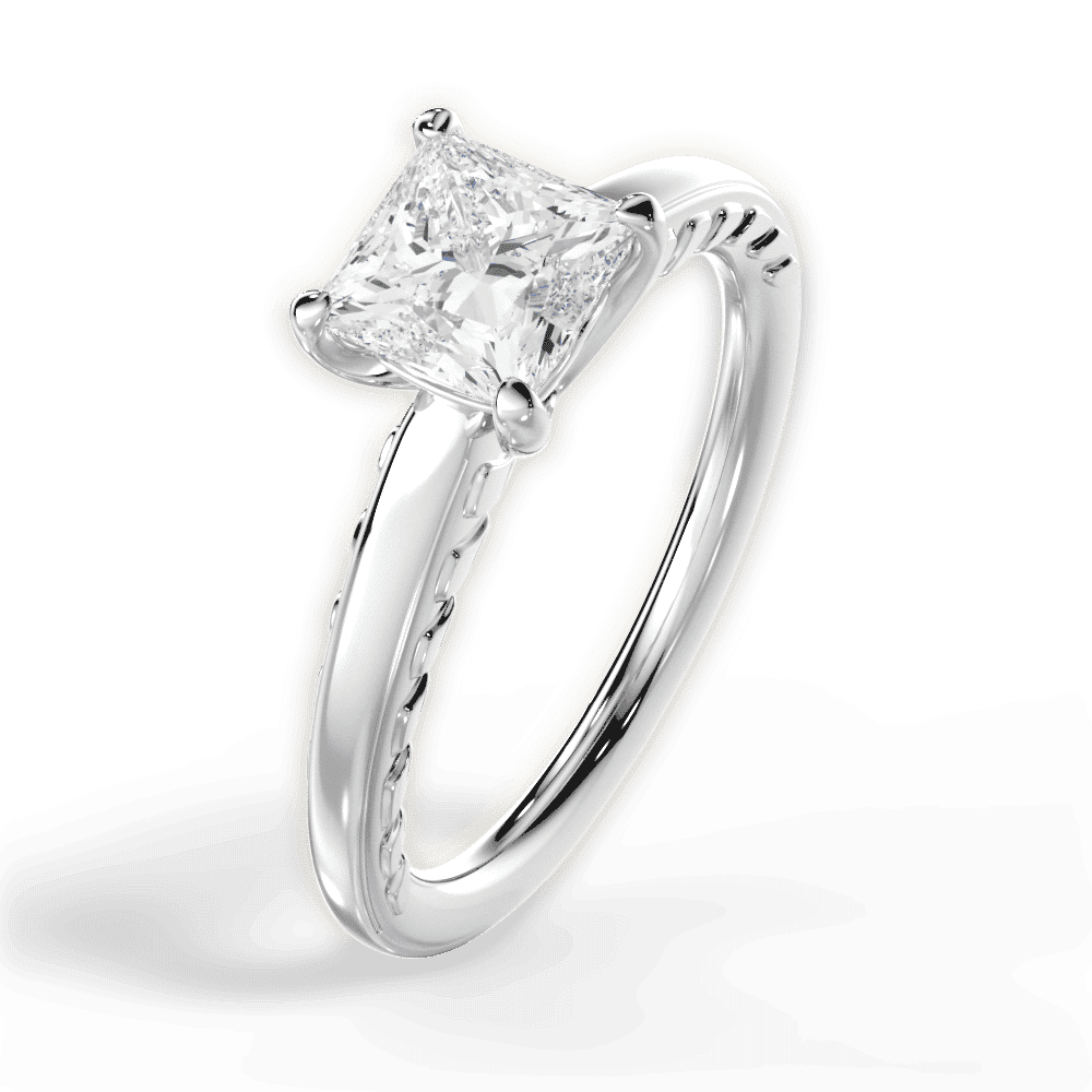 14kt White Gold/18kt White Gold/Platinum/princess/side