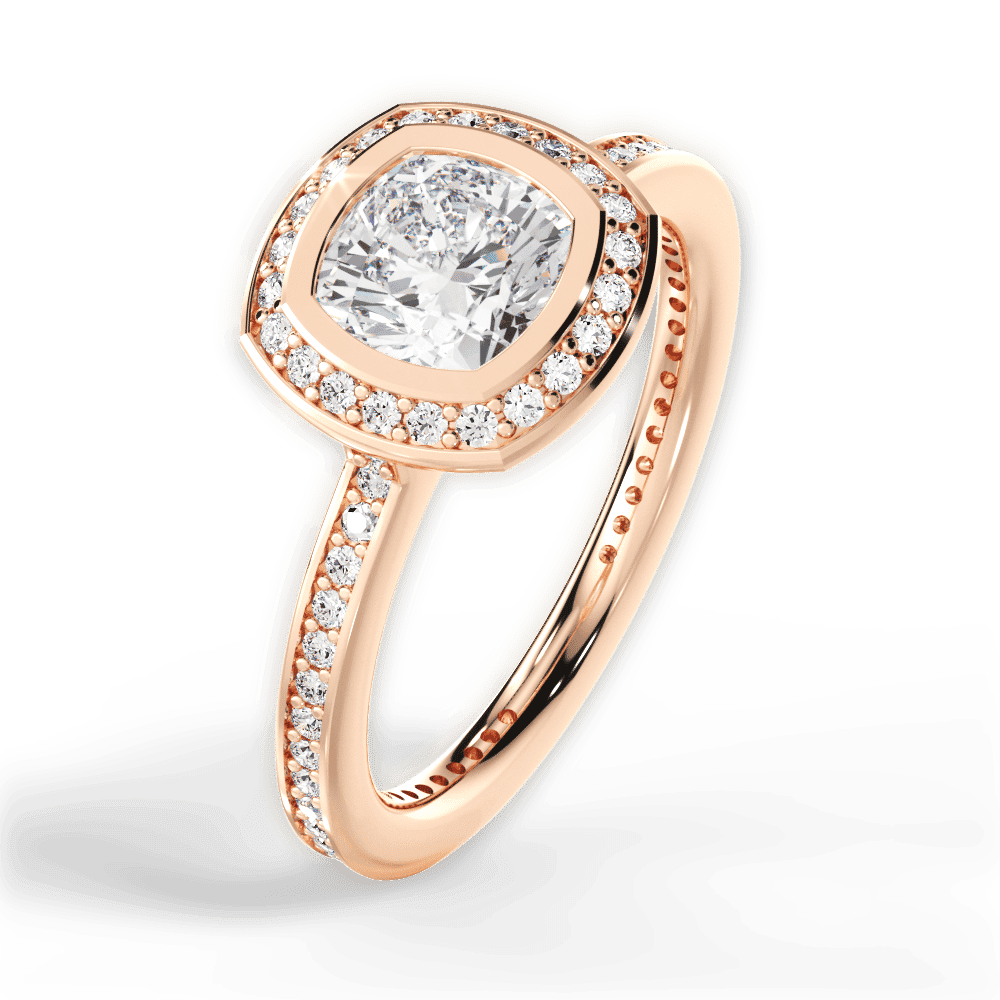 14kt Rose Gold/18kt Rose Gold/cushion/side