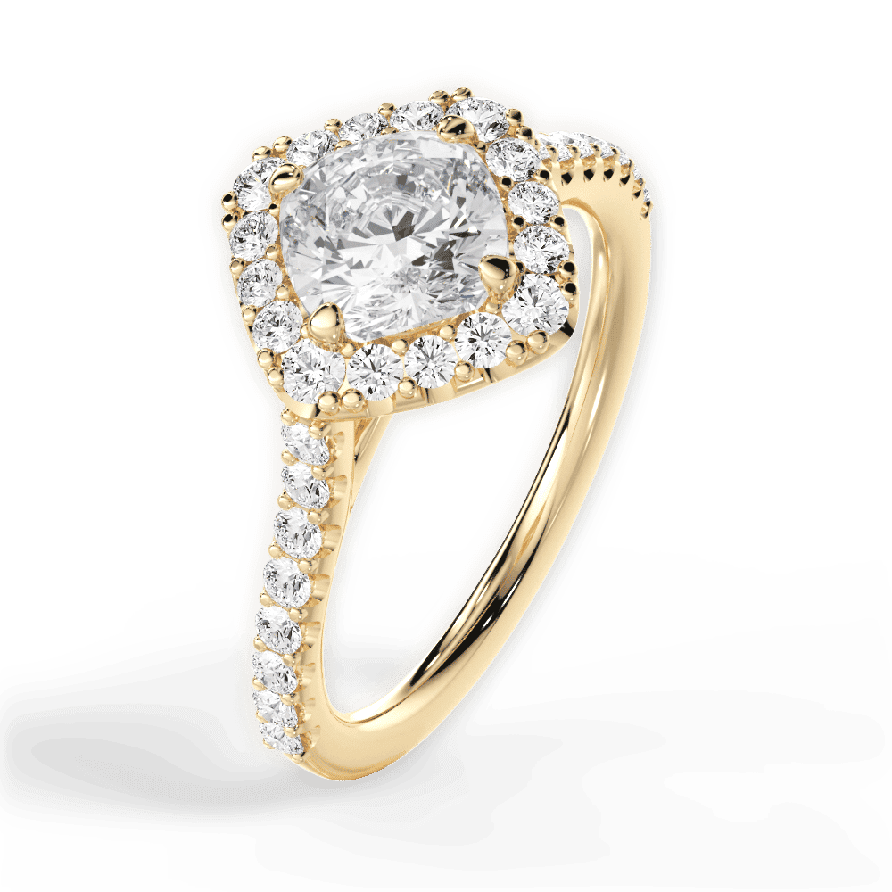 14kt Yellow Gold/18kt Yellow Gold/cushion/side