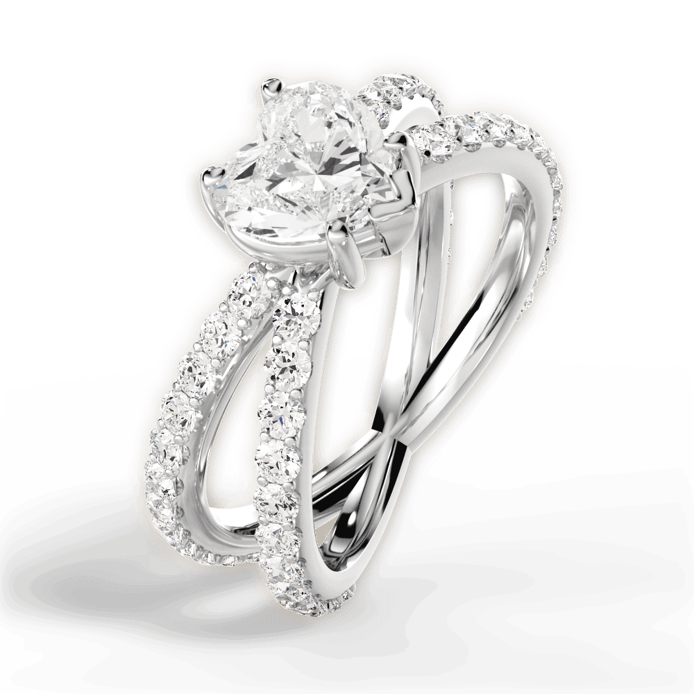 14kt White Gold/18kt White Gold/Platinum/heart/side