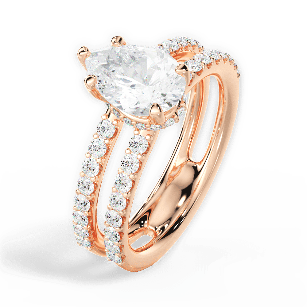 14kt Rose Gold/18kt Rose Gold/pear/side