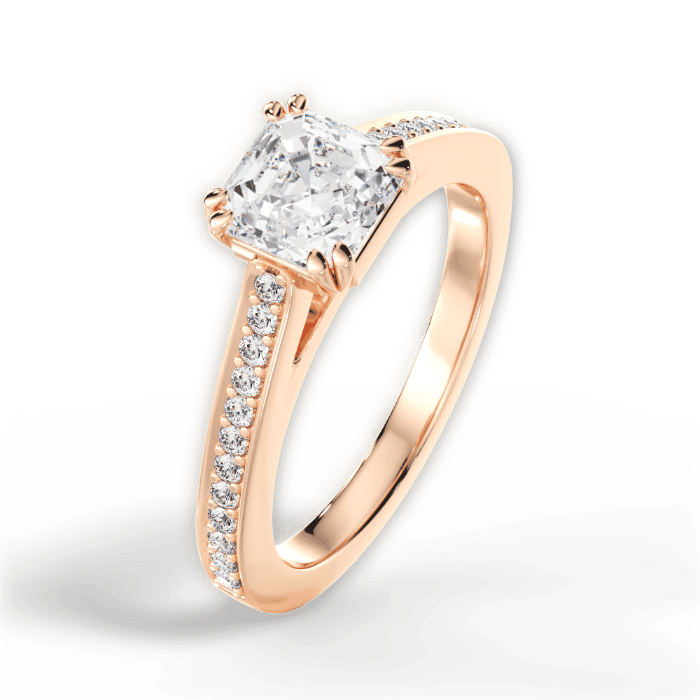 14kt Rose Gold/18kt Rose Gold/asscher/side