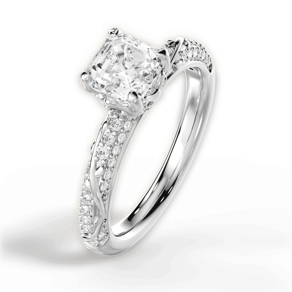 14kt White Gold/18kt White Gold/Platinum/asscher/side