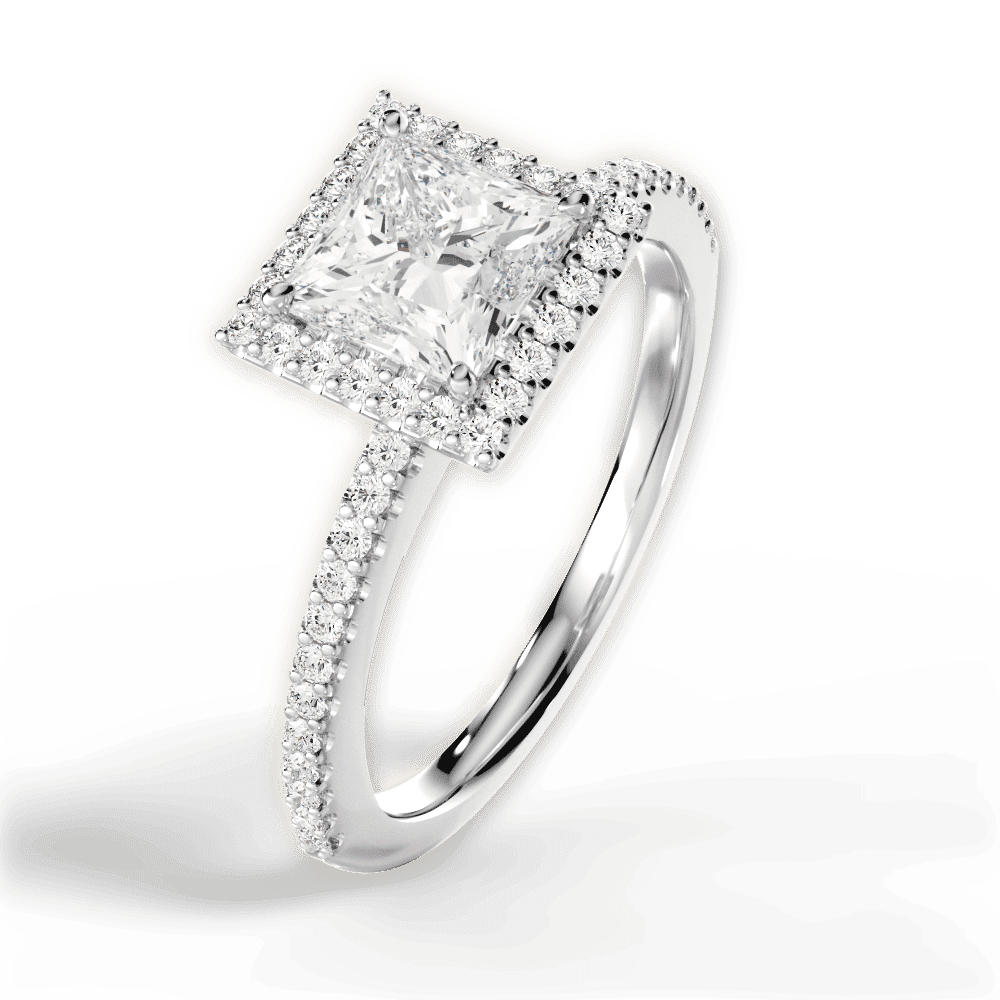 14kt White Gold/18kt White Gold/Platinum/princess/side