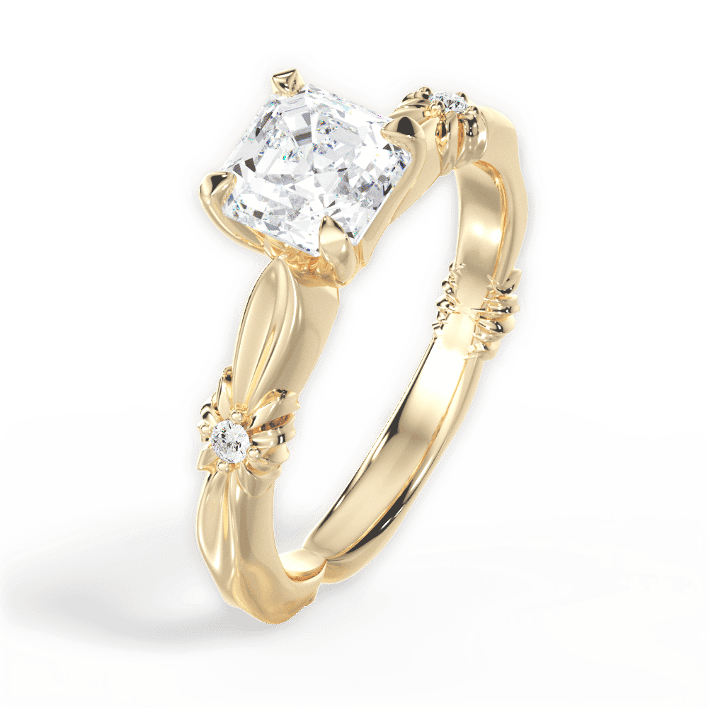 14kt Yellow Gold/18kt Yellow Gold/asscher/side