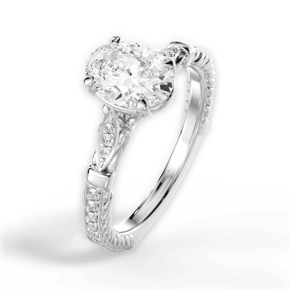 14kt White Gold/18kt White Gold/Platinum/oval/side