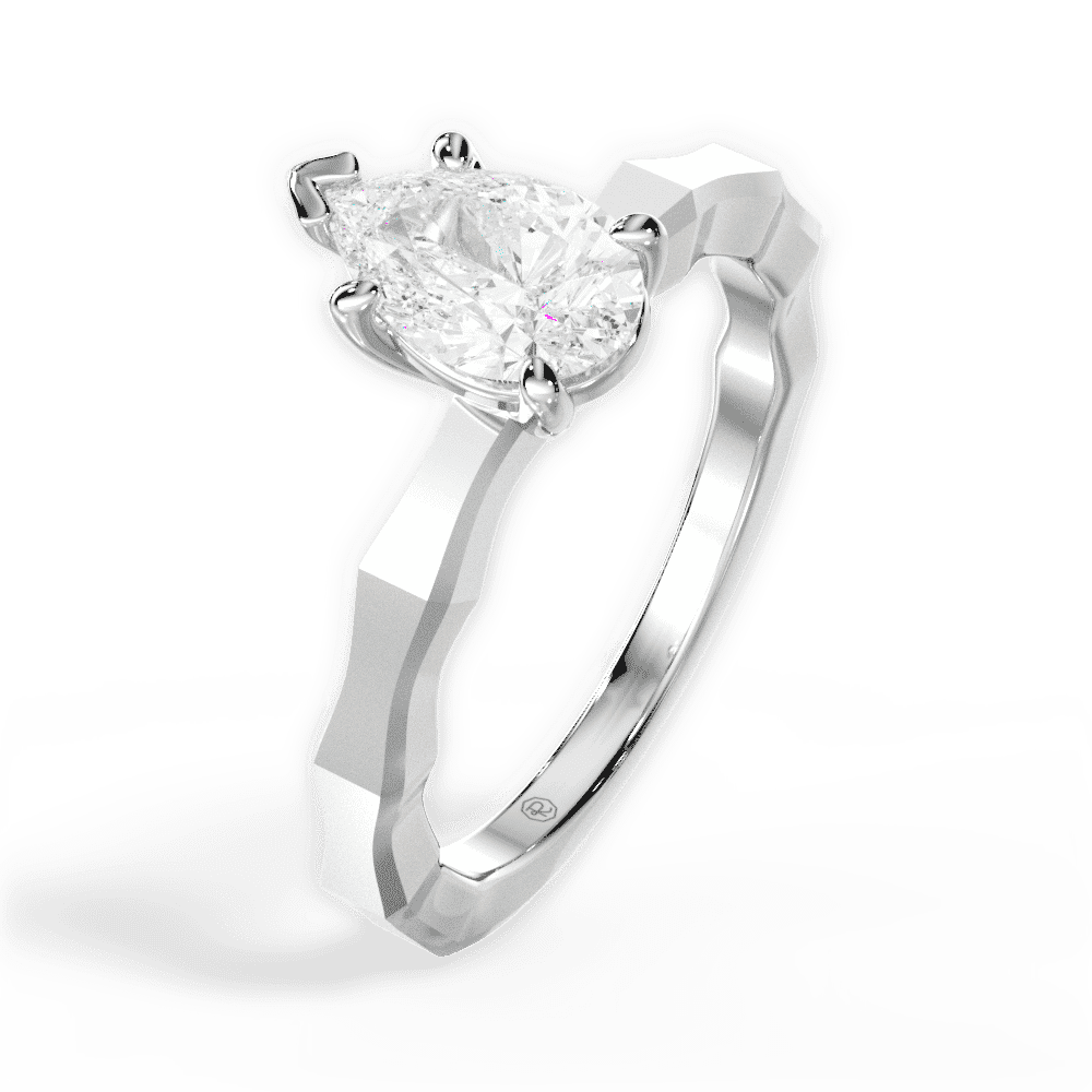 14kt White Gold/18kt White Gold/Platinum/pear/side