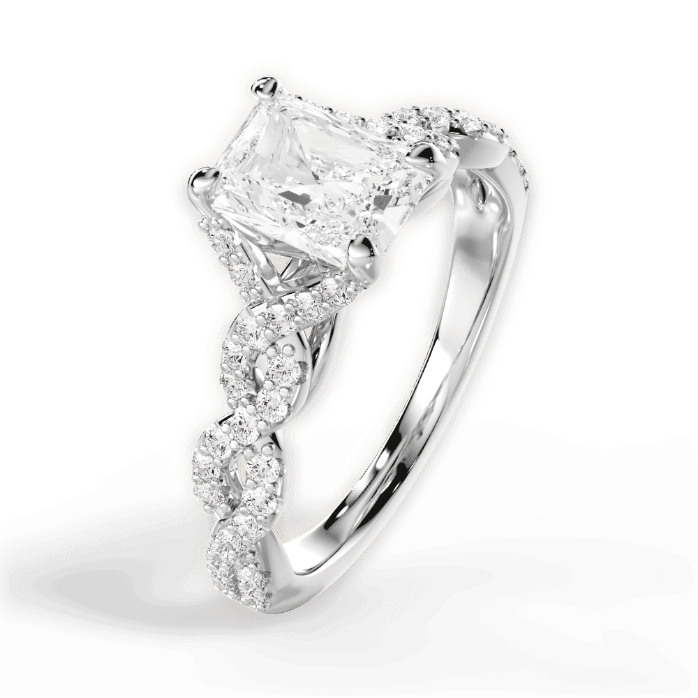 14kt White Gold/18kt White Gold/Platinum/radiant/side