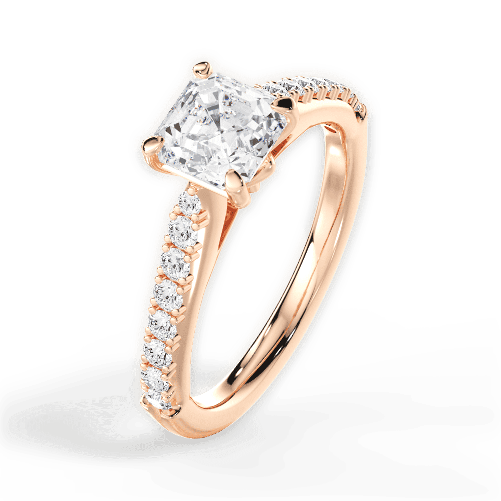 14kt Rose Gold/18kt Rose Gold/asscher/side