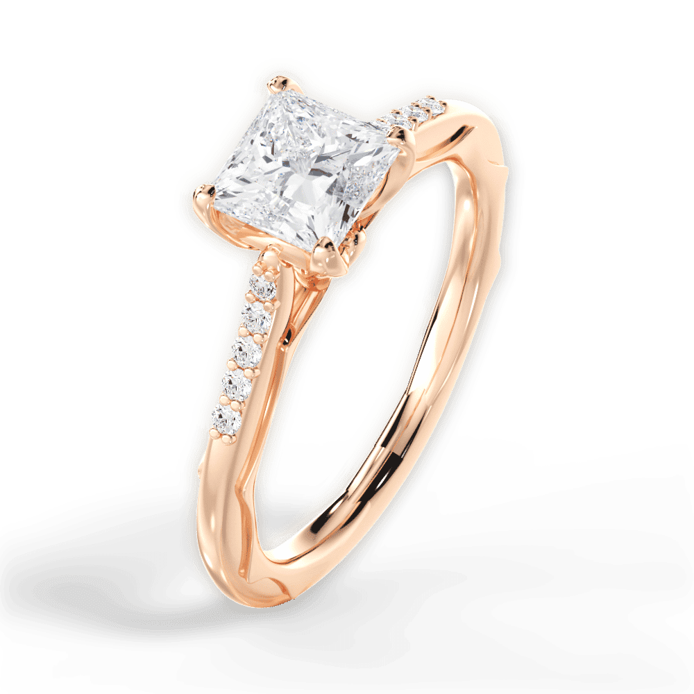 14kt Rose Gold/18kt Rose Gold/princess/side