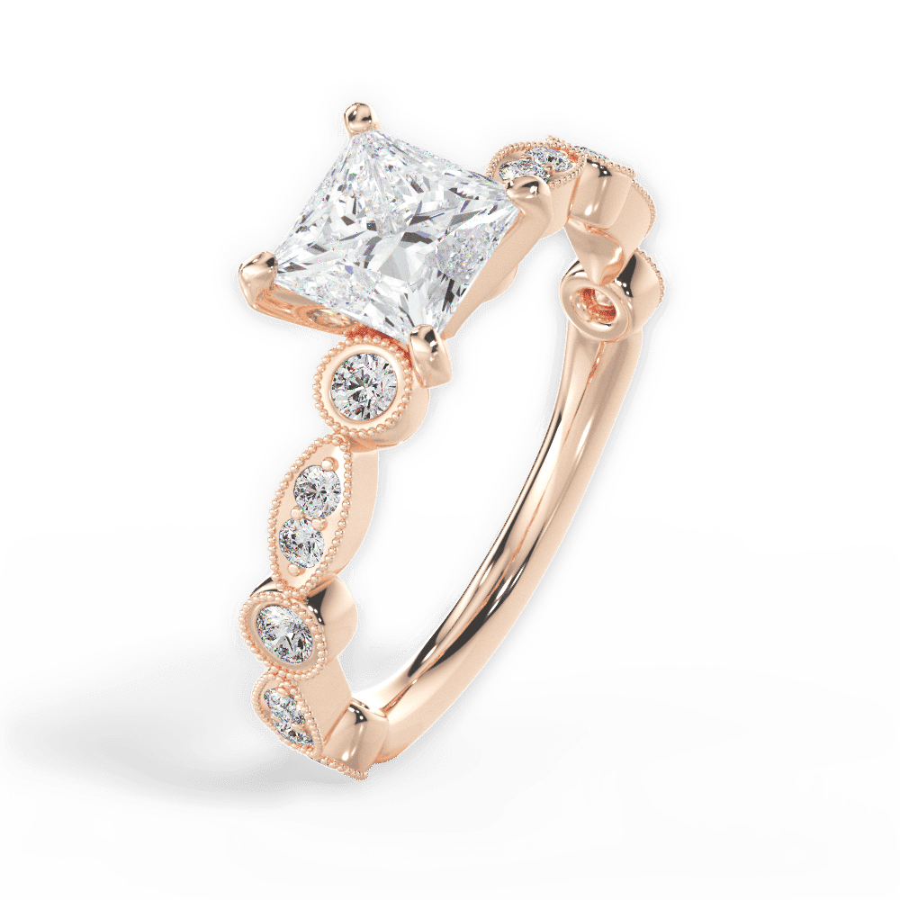 14kt Rose Gold/18kt Rose Gold/princess/side