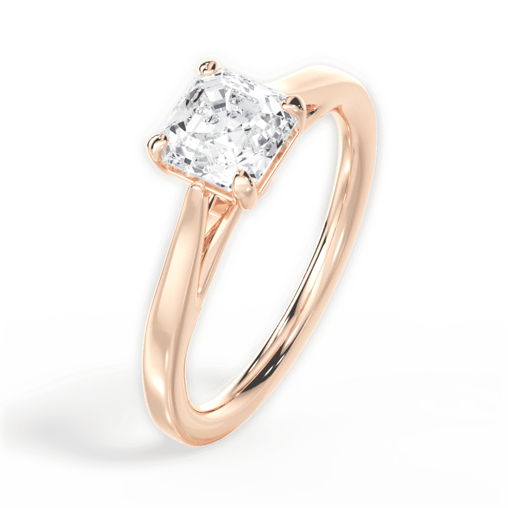 14kt Rose Gold/18kt Rose Gold/asscher/side
