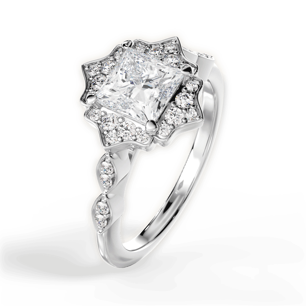 14kt White Gold/18kt White Gold/Platinum/princess/side