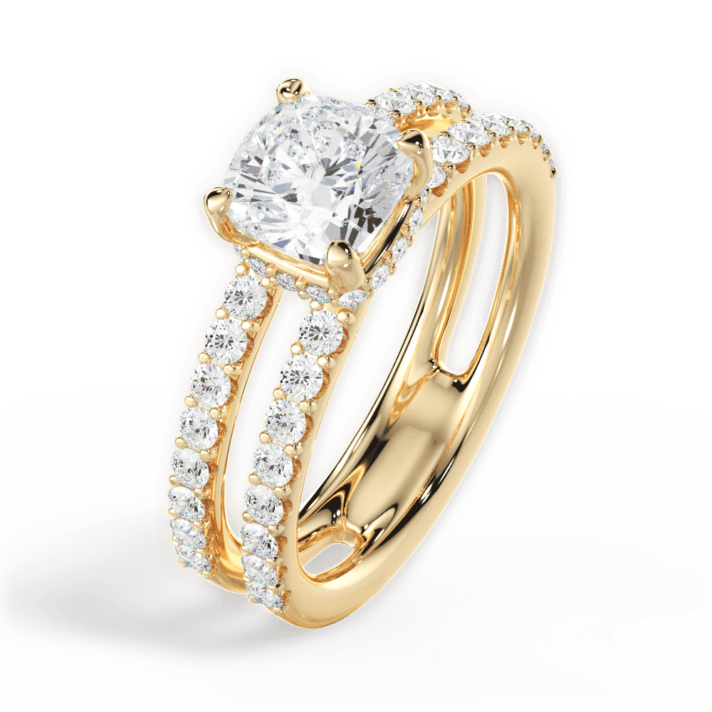 14kt Yellow Gold/18kt Yellow Gold/cushion/side