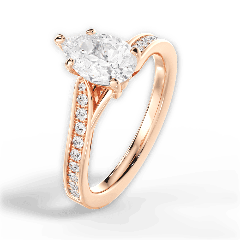 14kt Rose Gold/18kt Rose Gold/pear/side