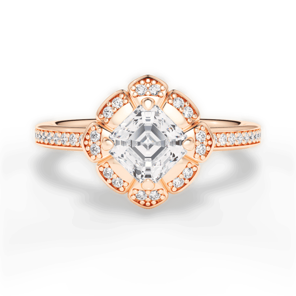 14kt Rose Gold/18kt Rose Gold/asscher/top
