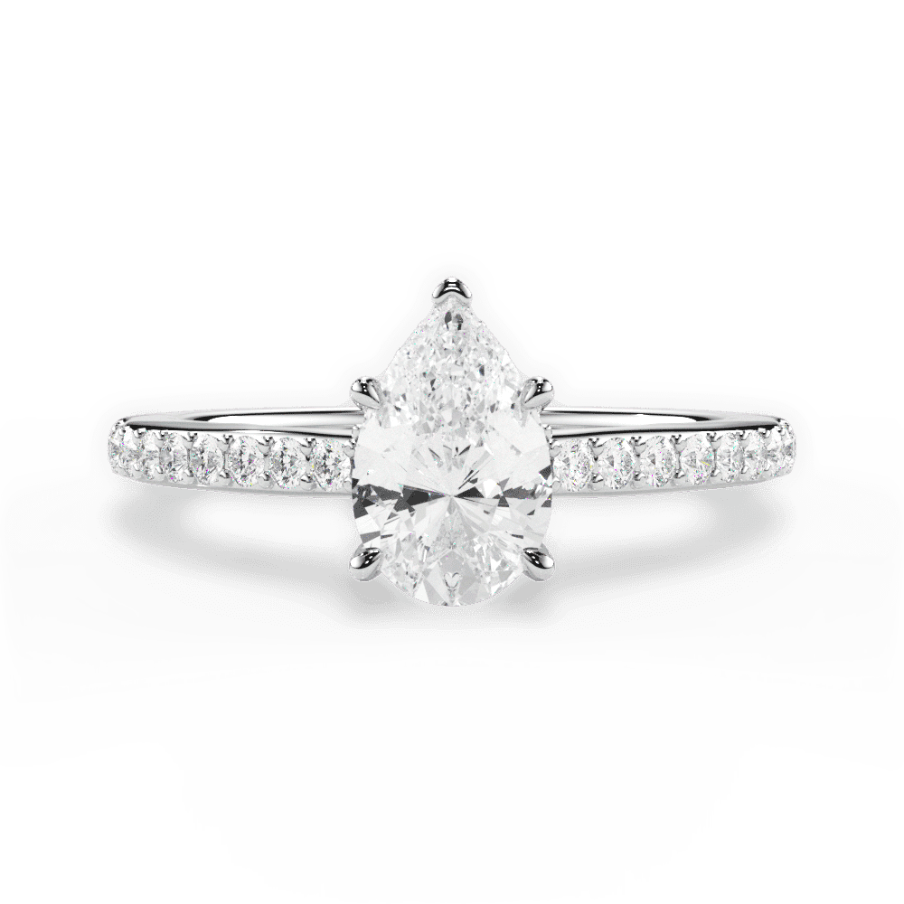 14kt White Gold/18kt White Gold/Platinum/pear/top