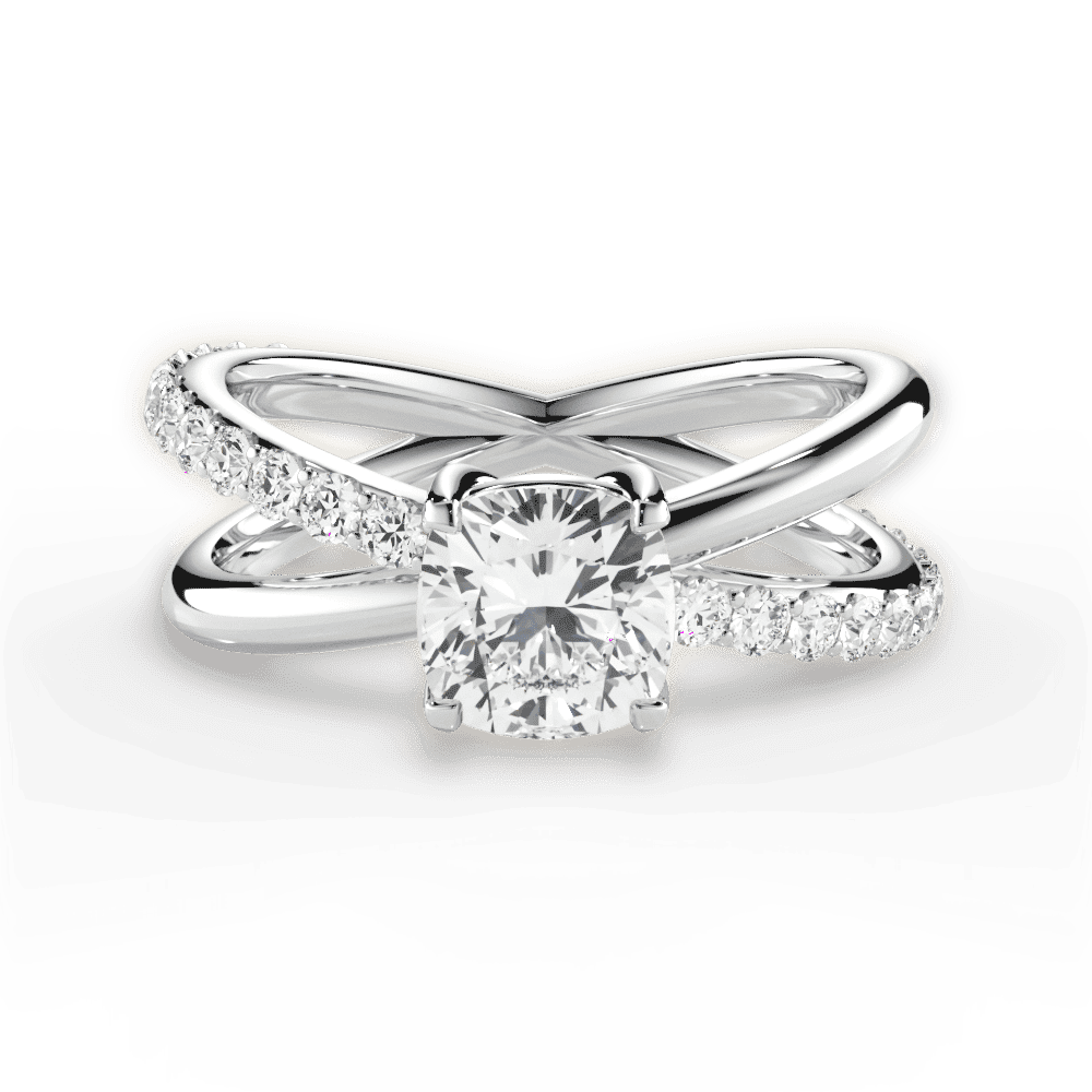 14kt White Gold/18kt White Gold/Platinum/cushion/top