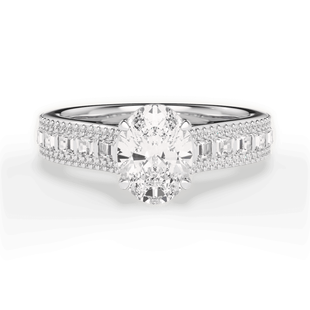 14kt White Gold/18kt White Gold/Platinum/oval/top