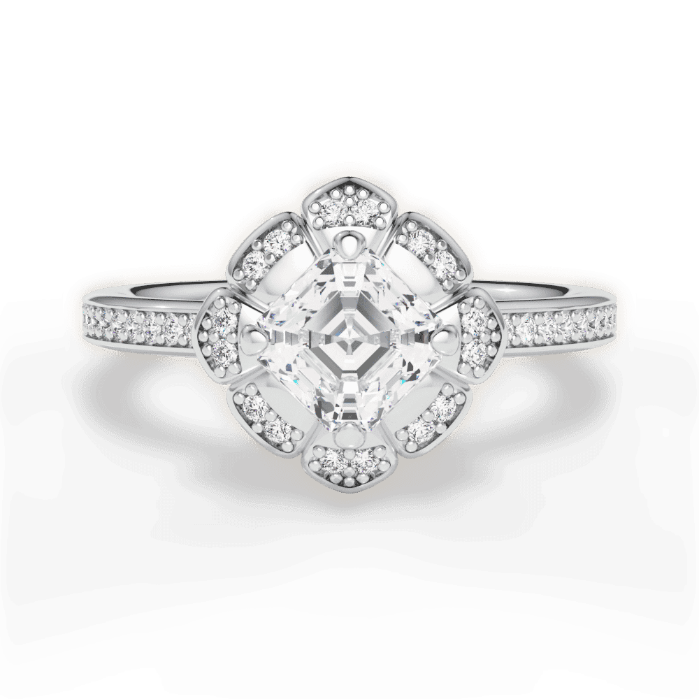 14kt White Gold/18kt White Gold/Platinum/asscher/top